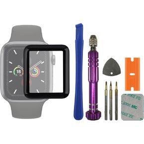 Display Glass, Front Glass, Outer Screen Lens Replacement, Compatible with Apple Watch Series 4/5/6 44mm with Free Repair Tools Kit.(No LCD Display)