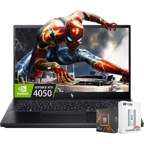 acer Nitro V 15 Gaming Laptop, 15.6" FHD 144Hz Display, NVIDIA GeForce RTX 4050, 6-Core Ryzen 5 7535HS (Beat Intel i5-13420H), 32GB DDR5 RAM, 1TB SSD, W/128GB Portable SSD, Windows 11 Home