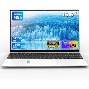 KUU Gaming Laptop, 15.6 Inch Laptop Computer, 16GB RAM 512GB SSD, N95 Processor, 180 Angle Open, Backlit Keyboard, Fingerprint Unlock, FHD 1920 * 1200