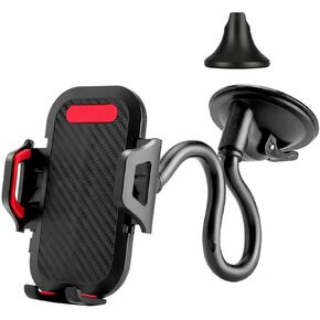 360° Car Windshield Mount Cradle Holder Stand for iPhone Mobile Cell Phone GPS Flexible Gooseneck Long Arm, Strong Suction Stabilizer