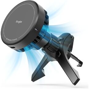 Ringke Qi2 Peltier Magnetic Car Charger Mount [Compatible with MagSafe] Car Phone Holder with Cooling Technology, Super Fast Qi2 Charger Designed for iPhone 16 Pro Max Plus 15 14 13 12 11 - Black