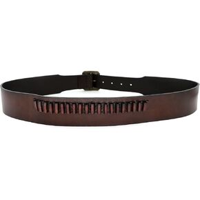 TOURBON .17 HMR .22 LR Rimfire Cartridge Belt 20 Rounds Genuine Leather Pistol Bullet Bandolier