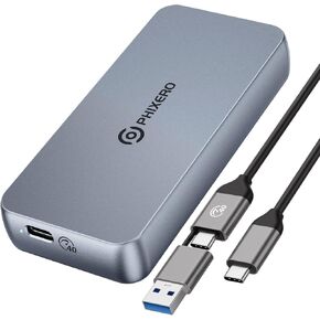 PHIXERO 40Gbps NVMe Enclosure, USB 4.0 M.2 Enclosure Compatible with Thunderbolt 3/4/USB 3.2/3.1/3.0/2.0, Aluminum Triple Heat Dissipation SSD Enclosure with UASP, for 2280 Size M-Key NVMe SSD, Gray