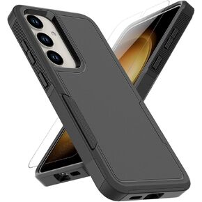 for Samsung Galaxy S25 Plus Case: Dual Layer Protective Heavy Duty Cell Phone Cover Shockproof Rugged with Screen Protector - Military Protection Bumper Tough - Samsung Galaxy S25+ Plus 2025, Black