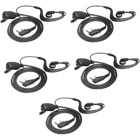 2 Pin D Shape Security Clip-Ear Earphone Headset Free for Retevis Kenwood PUXING Baofeng UV5R UV82 888S H777 Two Way Radio with PTT MIC 5Pack