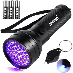 51 LED 395 nM UV Flashlight, Portable Ultraviolet Black Light for Pet Urine Detection, Home, Hotle Bed Bug & Scorpions, Durable and Long-Lasting