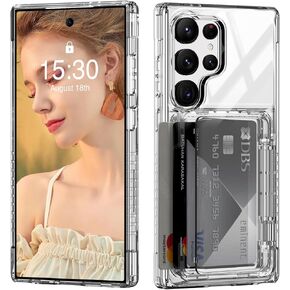 for Samsung Galaxy S25 Ultra Case Wallet Clear S25 Ultra Case with Card Holder Protective Shockproof Anti-Scratch Anti-Yellow Heavy Duty Protection Cover for Samsung Galaxy S25 Ultra Transparent