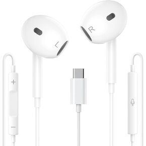 USB C Headphones for iPhone 15[MFi Certified] USB C Wired Earphones HiFi Stereo with Microphone & Remote Control Noise Cancelling Wired Headphones for iPhone 16/15/S24/S23/S21/Google Pixel 7/6/5