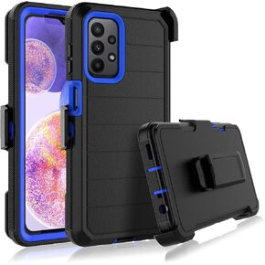 Njjex Rugged Case for Samsung Galaxy A23 5G, for Galaxy A23 5G Case with Belt Clip Holster, Built-in Screen Protector Heavy Duty Shockproof Locking Swivel Holster Kickstand Hard Phone Cover [Navy]