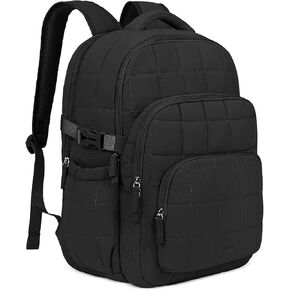 CLUCI 17.3 Inch Laptop Backpack for Women, Anti Theft Travel Backpack, Puffer Quilted Work Backpack, Water Resistant College Bookbag, Carry on backpack with RFID (Khaki)
