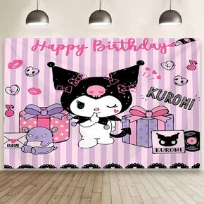 Cartoon Kitty Birthday Party Supplies Backdrop, Cute Banner Party Decorations Living Room Tapestry for Bedroom Photography Background (TA-SLO 2407)