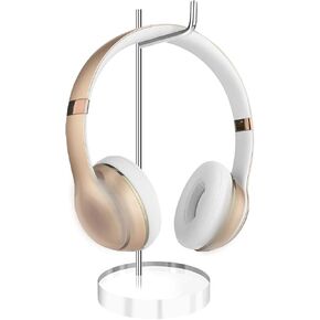 Geekria Acrylic Aluminum Headphones Stand for On-Ear Headphones, Gaming Headset Holder, Desk Display Hanger Compatible with Bose QC35, Beats Solo3.0, Sony WH-1000XM4 (Clear)