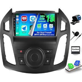 CAMECHO 2+64G Android 13 Car Stereo for Ford Transit 2014 2015,9" Touch Screen in-Dash GPS with CarPlay & Android Auto Bluetooth WiFi RDS SWC Mirror Link