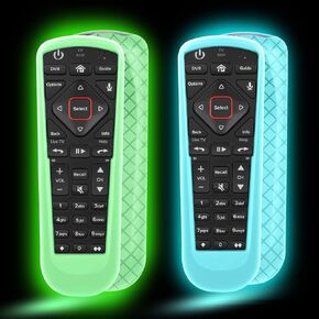 2 Pack Remote Cover for Dish Network Remote Control 52.0/54.0, Silicone TV Remote Case Skin Sleeve Glow in The Dark Green and Blue