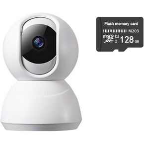 Indoor Pan/Tilt Home Security Camera 2K 3MP, 360 Degree Wired & Wireless WiFi Webcam/Monitor for Baby/Elder/Nanny with Night Vision & Phone App (128G SD Card), 2 Way Audio, Cloud & SD Card Storage
