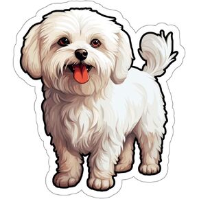 Maltese Sticker Decal Vinyl Small Waterproof for Water Bottle Mug Passport Book Scrapbook Notebook Laptop Tumbler Skateboard Computer Phone Size Funny Gift Car Stickers