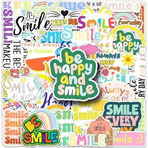 Smiling Stickers Kids Teens Adults 51 PCS Smile Every Day Inspirational Graffiti Stickers Smile Encourage Motivational Reward Vinyl Decals for DIY Decor Laptops Stationery Box Journal Book