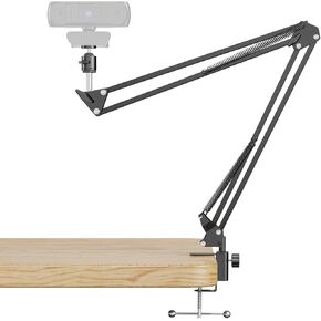 Webcam Stand for Desk, 360 Degree Adjustable Camera Stand Mount with 1/4" Thread Webcam Mount Clamp with Ball Head