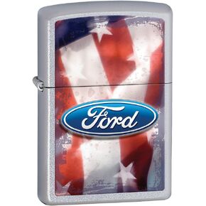 Zippo Lighter Ford American Flag ,Satin Chrome