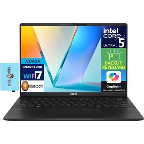 ASUS Vivobook S 14 AI Powered Laptop 14.0" OLED WUXGA Display (Intel Ultra 5-226v, 16GB LPDDR5X, 2TB PCIe SSD, AI Copilot, Backlit KB, 2 Thunderbolt 4, WiFi 7, Win 11 Pro) w/DKZ USB Port Expander