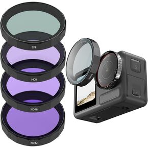 Lens Filter Kit for DJI Action 5 Pro Action 4 Action 3, 4-Pack CPL ND8 ND16 ND32 Polarizing Neutral Density HD Filter Lens Protector Cover for DJI Osmo Action 3 4 5 Accessories