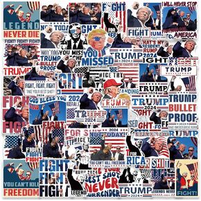 50 Pcs Trump 2024 Stickers, Donald Trump You Missed Fight Stickers Never Surrender Sticker Car Truck Window Laptop Vinyl Decal