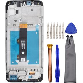 Complete Screen LCD Digitizer Touch Assembly Replacement for Motorola Moto E20 XT2155 XT2155-1 with Toolkit and Screen Frame Black 6.5"