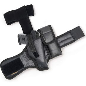 Ankle Gun Holster Concealed Carry - by Houston - Eco Leather - Fits: Most Small 380, Keltec, Ruger LCP, S&W BG, Taurus TCP, Jimenez J.A, Sig P238, Diamond Back - Comfortable to use (Right)