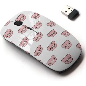 2.4G Wireless Mouse with Cute Pattern Design for All Laptops and Desktops with Nano Receiver - Cartoon Pig face