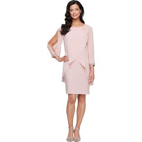 S.L. Fashions Women's Long-Sleeve Chiffon Cocktail Dress (Petite and Regular)