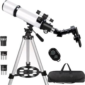 Telescopes for Adults Astronomy, 80mm Aperture 600mm Refractor Telescope for Kids Adults Beginners, Compact and Portable Travel Telescopio with Wireless Remote,Astronomical Telescope for Beginners