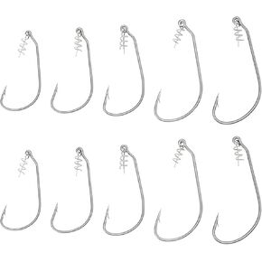 ECSiNG 20Pcs Twist Lock Fishing Hooks Kit Swim Bait Hooks with Spring Lock Fishing Hook with Centering Pin Size 1/0 2/0 3/0 4/0 5/0 for Soft Plastic Swim Baits and Worm Lure Baits