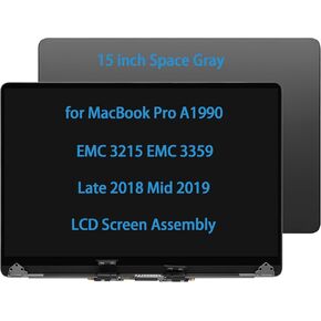 15" Screen Replacement for MacBook Pro A1990 EMC 3215 EMC 3359 Late 2018 Mid 2019 Retina LCD Display Assembly (Space Gray)