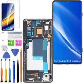 Screen Replacement for Xiaomi Redmi K40 Gaming TFT, M2012K10C M2104K10AC LCD Touch Panel Display Digitizer Assembly Repair Parts with Kit（Black with Frame）