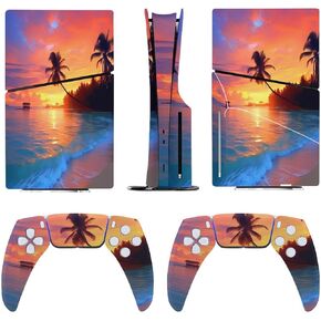 Sticker Skin for Model 5 Slim Disc Ocean Sunrise Tropical Palm Tree Skin Accessories Cover Skins Anime Vinyl Cover Sticker Full Set for Model5 Slim Disk Edition
