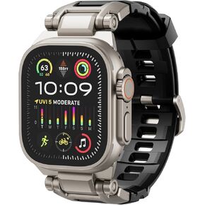 Dexnor Band Compatible with Apple Watch Ultra 2/Ultra 49mm, Apple Watch Series 10 46mm, 9/8/7 45mm, SE2/SE/6/5/4 44mm, 3/2/1 42mm Apple Watch Band Metal Connector to Match Ultra's Titanium Case