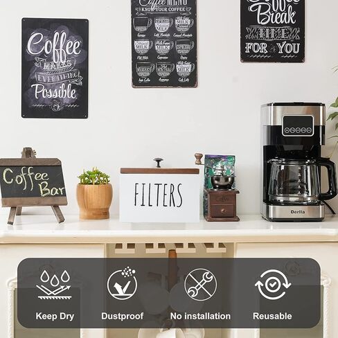 Farmhouse Rustic Coffee Filter Basket ، منظم خشبي ، تصب على حاوية تخزين مرشح محطة القهوة ، حالة مرشح القهوة المضطرب المزخرفة (أبيض) in Kuwait
