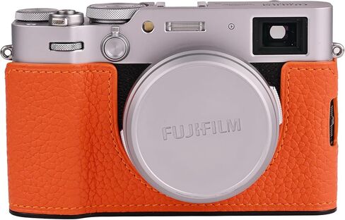 الكاميرا المصنوعة يدويًا للكاميرا المصنوعة يدويًا في حالة الكاميرا Fujifilm x100vi/fujifilm x100vi camera/fujifilm x100vi case - top layer cowhide body + لوحة قاعدة معدنية (أسود) in Saudi Arabia