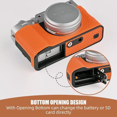 الكاميرا المصنوعة يدويًا للكاميرا المصنوعة يدويًا في حالة الكاميرا Fujifilm x100vi/fujifilm x100vi camera/fujifilm x100vi case - top layer cowhide body + لوحة قاعدة معدنية (أسود) in Saudi Arabia