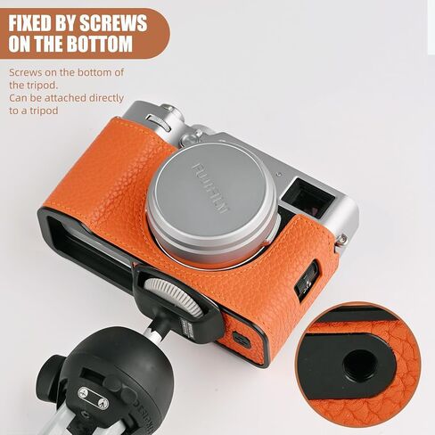 الكاميرا المصنوعة يدويًا للكاميرا المصنوعة يدويًا في حالة الكاميرا Fujifilm x100vi/fujifilm x100vi camera/fujifilm x100vi case - top layer cowhide body + لوحة قاعدة معدنية (أسود) in Saudi Arabia