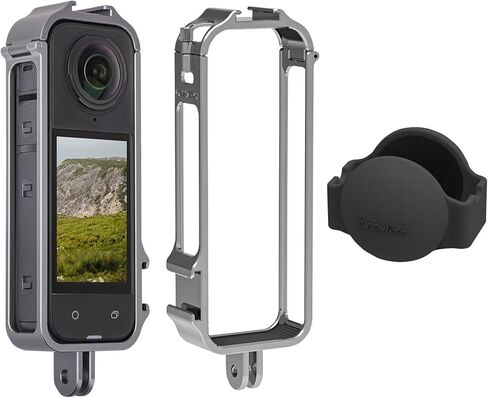 أوودا قفص لـ Insta360 x4 ، حامل الحماية من إطار الأداة المساعدة للألومنيوم لـ Insta360 x4 مع غطاء عدسة السيليكون ، حذاء بارد مدمج في in Kuwait