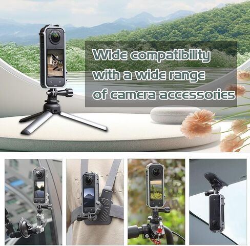 أوودا قفص لـ Insta360 x4 ، حامل الحماية من إطار الأداة المساعدة للألومنيوم لـ Insta360 x4 مع غطاء عدسة السيليكون ، حذاء بارد مدمج في in Kuwait