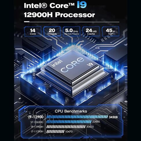 GH9 Mini PC ، 32GB RAM 1TB M.2 NVME MINI Gaming PC PC Intel Core I9 12900H (14 C/20T حتى 5.0 جيجا هرتز) أجهزة كمبيوتر سطح المكتب Mini Windows 11pro ، HDMI 4K/DP 8K/TYPE C/TRIPLE/WIFI 6/BT5 .0 in Saudi Arabia