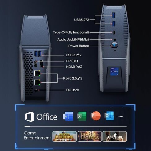 GH9 Mini PC ، 32GB RAM 1TB M.2 NVME MINI Gaming PC PC Intel Core I9 12900H (14 C/20T حتى 5.0 جيجا هرتز) أجهزة كمبيوتر سطح المكتب Mini Windows 11pro ، HDMI 4K/DP 8K/TYPE C/TRIPLE/WIFI 6/BT5 .0 in Saudi Arabia