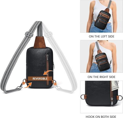 Shrrie Sling Bag For Women Men 5 Pockets Crossbody Bags Faux Leather Cross body Fanny Pack Sling Backpack Daypack for Daily Use Travel in Kuwait