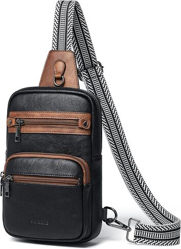 Shrrie Sling Bag For Women Men 5 Pockets Crossbody Bags Faux Leather Cross body Fanny Pack Sling Backpack Daypack for Daily Use Travel in Kuwait
