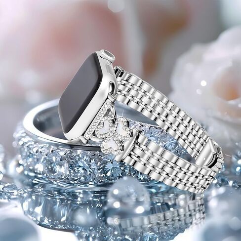 JOYOZY Women Bands Compatible with Apple Watch Band 40mm 41mm 42mm 44mm 45mm 46mm 49mm 38mm, Metal Wristband Bling Elegant Clover Straps Replacement for iwatch Series 10/SE/9/8/7/6/5/4/3/2/1/Ultra in Kuwait