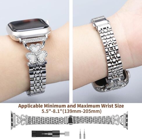 JOYOZY Women Bands Compatible with Apple Watch Band 40mm 41mm 42mm 44mm 45mm 46mm 49mm 38mm, Metal Wristband Bling Elegant Clover Straps Replacement for iwatch Series 10/SE/9/8/7/6/5/4/3/2/1/Ultra in Kuwait