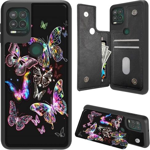 لـ Moto G Stylus 5G 2021 Wallet Wallet مع حامل البطاقة ، وفتحات بطاقات PU Leather و Card Card Double Clasp Case Motorola Moto G Stylus 5G 2021 ، Butterfly in Kuwait
