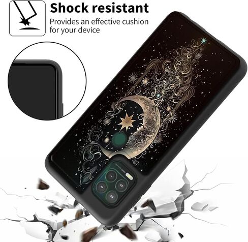 Wallet Case for Motorola Moto G Stylus 5G 2021 6.8", Moon Face Girl PU Leather Flip Cover with RFID Blocking Card Holder, Shockproof Stand Protective Case & Lanyard in Saudi Arabia